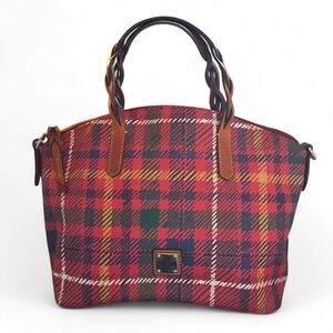Dooney & Bourke Tartan Plaid Zip Zip Satchel Holiday Bag
